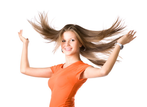 Young Woman With Fluttering Hair