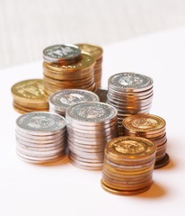 Silver and gold coins