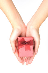 gift box in a lady's hands