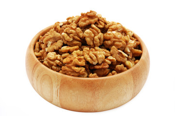 Walnuts in wooden dish
