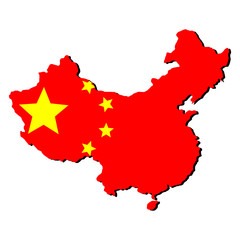 Naklejka premium map of China with flag