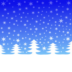 winter scenic trees with falling snow illustration