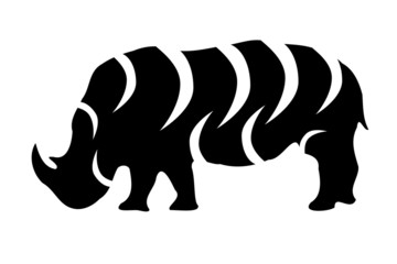 Rhinoceros tribal tattoo silhouette