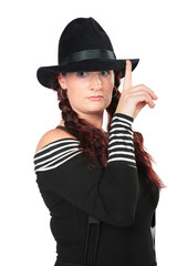 Fototapeta premium Portrait of beauty woman in black hat