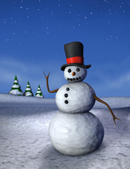 Waving Snowman, Vertical