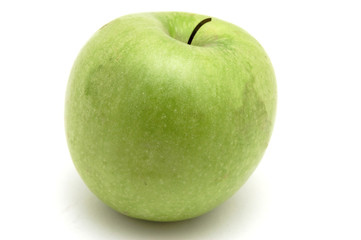 green apple on a white