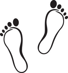 Vector illustration of footprints in black and white