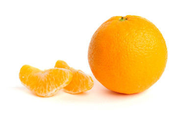 Orange segments isolated on white