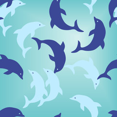 seamless vector background with dolphins