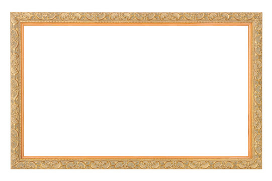 gold antique frame isolated on white