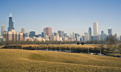 Fototapeta na wymiar Winter panorama of Chicago