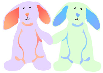 Easter Bunnies holding hands.