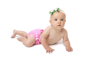 baby in cloth diaper