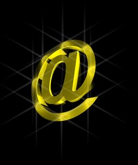 Obraz premium sign of the gold e-mail on black background