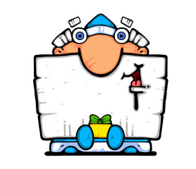 Santa Claus with present blue