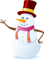 Happy Vector Snowman On White Background. Christmas Series.