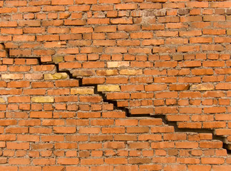 Crack in a wall from a brick