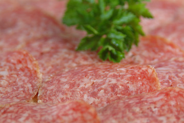 Salami in Scheiben geschnitten