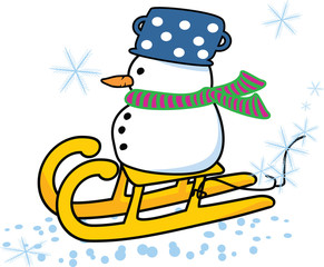 snowman on sleigh