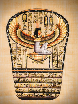 Egyptian papyrus showing Isis, called as "Mather of gods"