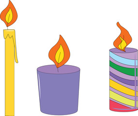 candle illustrations isolated on white background