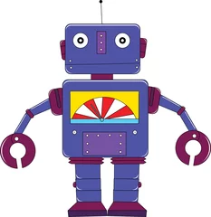 Deurstickers paarse robot illustratie op wit © GraphicsRF