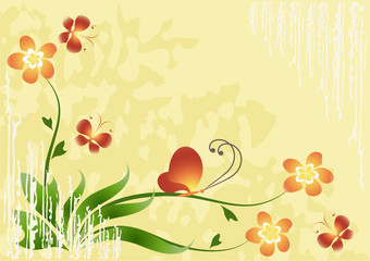 flower background with butterflies.