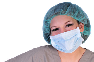 medical worker in hat and mask