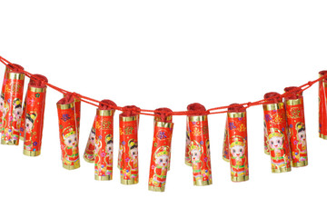 Chinese new year fire cracker ornaments with copy space