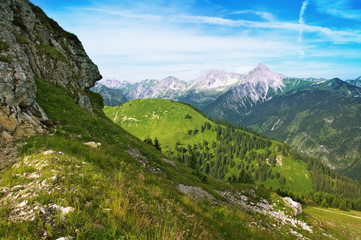 Fototapeta premium Panorama Blick über beim Tannheimer Tal