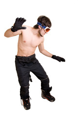young man dressed in snowboarding gear