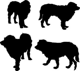 four dog silhouettes