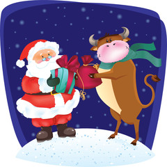 Santa Claus & Bull.