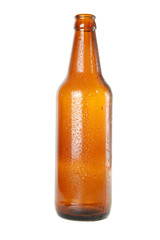 empty beer bottle on white
