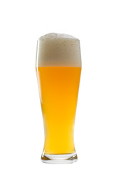 glass of bavarian wheat beer isolated on white