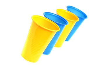 Plastic cups isolated on white.