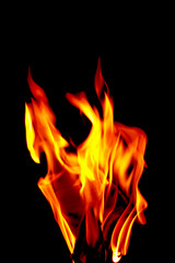 Fire on a black background.