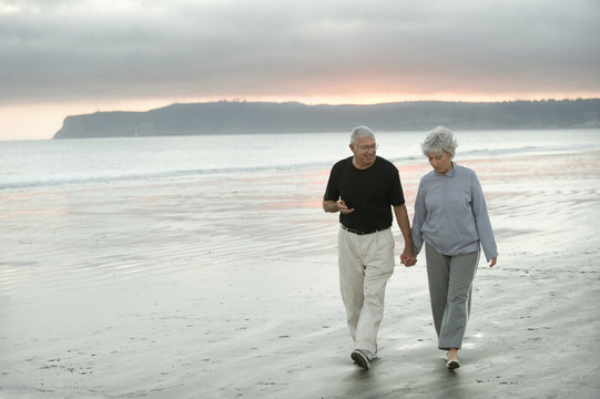 Seniors Walking the Beach