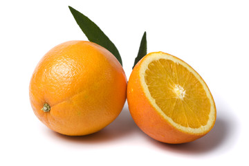whole and halved orange