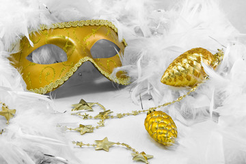 Golden mask and two bauble