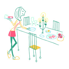 女性-ディナー準備