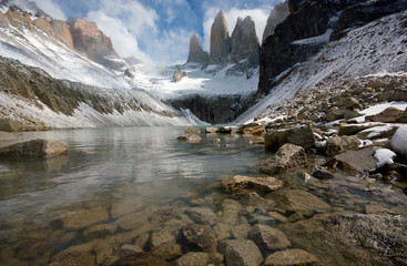The Towers from the lake, Torres del Paine Patagonia