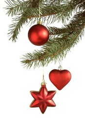 Christmas tree and red ornaments