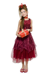 Christmas girl in red dress