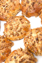 baking bun with walnut closeup