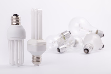Two modern energy saving light bulbs