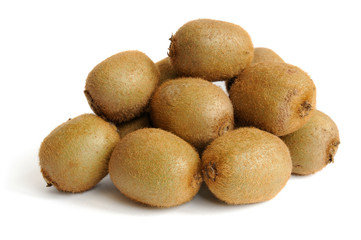 Several kiwi fruit isolated on white