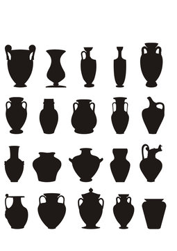 vector silhouettes of ancient utensils