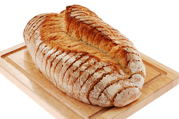 Loaf of bread isolated on white background