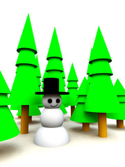 Christmas Tree Forest Snowman 2